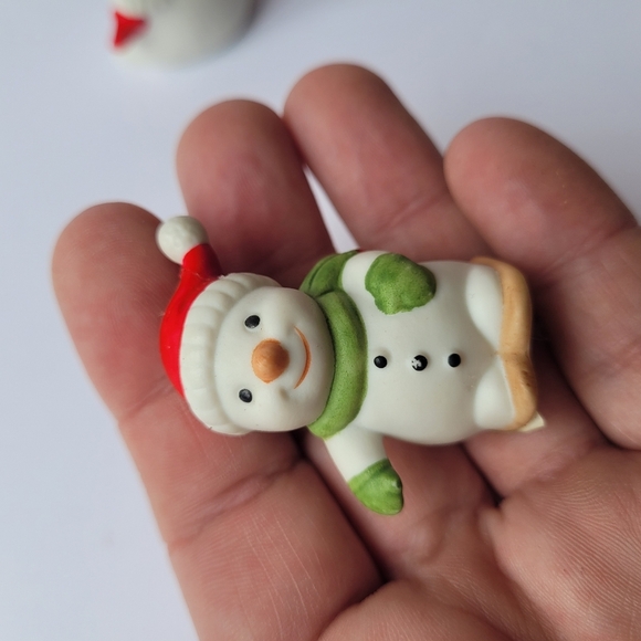 Vintage Homco Snowman Family Ceramic Winter Holiday Decor Lot Of 3 - Picture 5 of 10